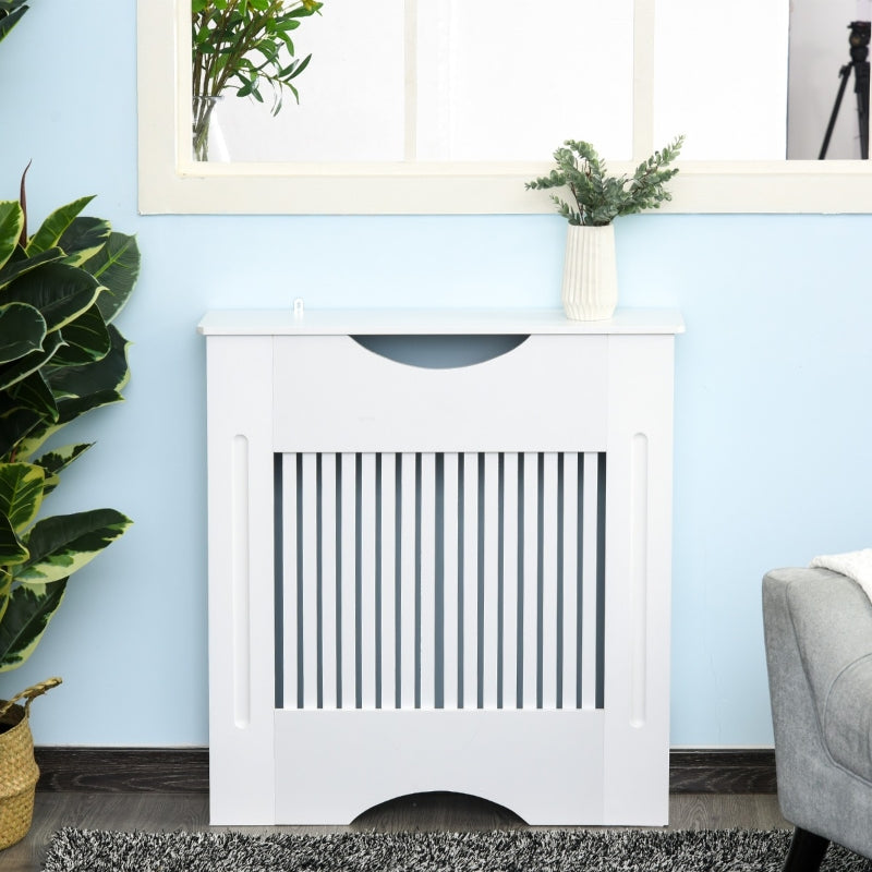 White Slatted Radiator Cover Cabinet 82H x 78W x 19D