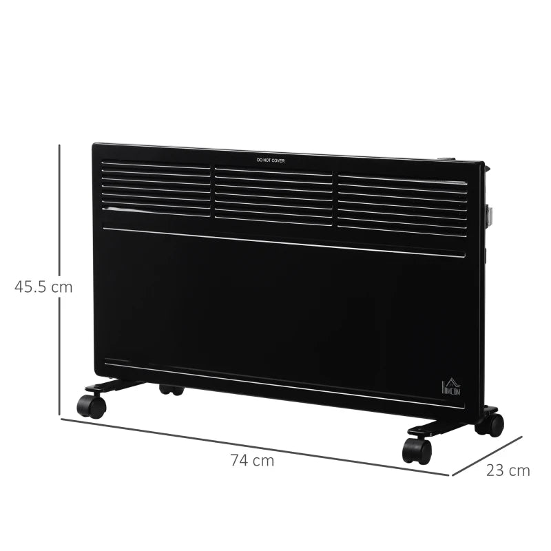 Black Electric Convector Heater - 2 Heat Settings, Adjustable Thermostat