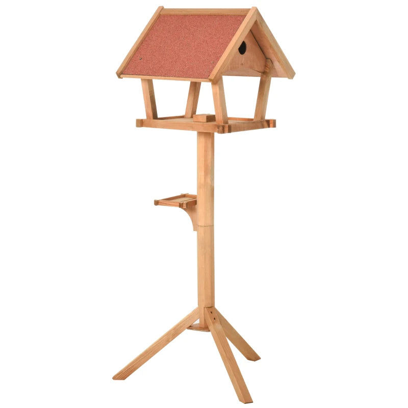 Wooden Garden Bird Feeder Stand, Weather Resistant, 49x45x139cm, Natural