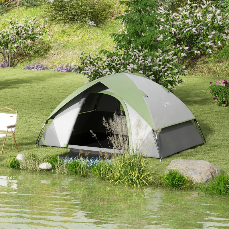 3-Person Green/Grey Dome Tent with Accessories