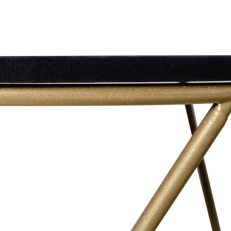 Modern Black and Gold Round Coffee Table with Metal Legs