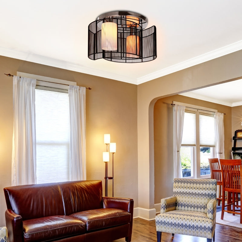 Modern Black Flush Mount Ceiling Light Fixture for Hallway & Dining Room