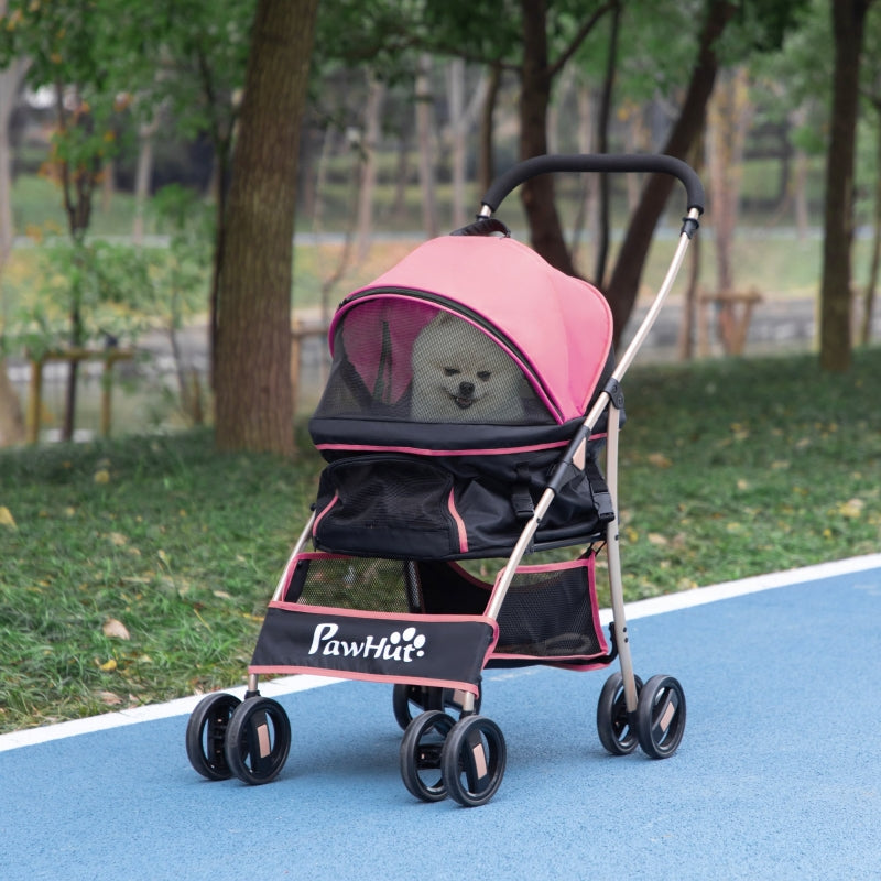 3-in-1 Pink Pet Stroller for Extra Small & Small Dogs