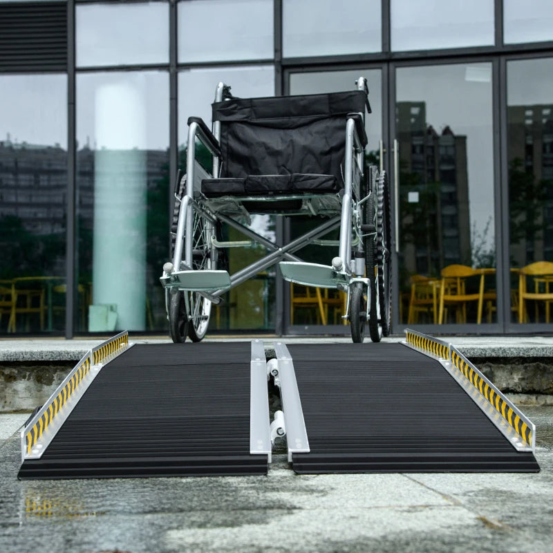 Aluminium Folding Wheelchair Ramp, 152x73cm, 272KG Capacity, Non-Skid Surface