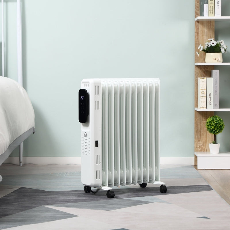 White 2500W Oil Filled Radiator Heater with Timer & Remote Control