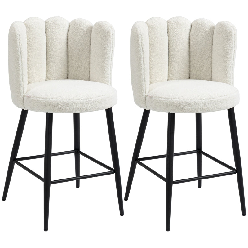 Modern Cream Faux Cashmere Bar Stools Set of 2