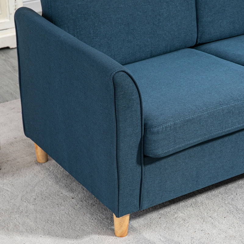Blue Modern 2 Seater Loveseat Sofa with Wood Legs and Armrests