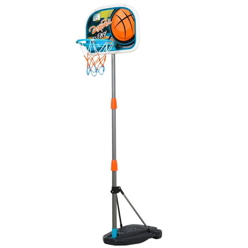 Blue Adjustable Kids Basketball Hoop Set with Ball