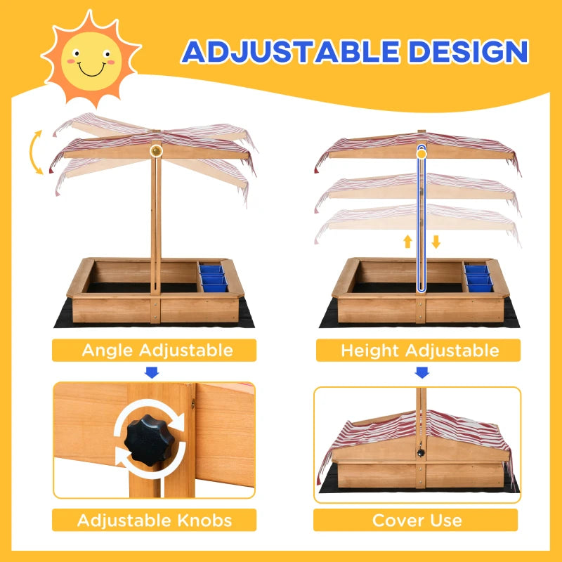 Wooden Sand Pit with Canopy - Blue Kids Sandbox Set