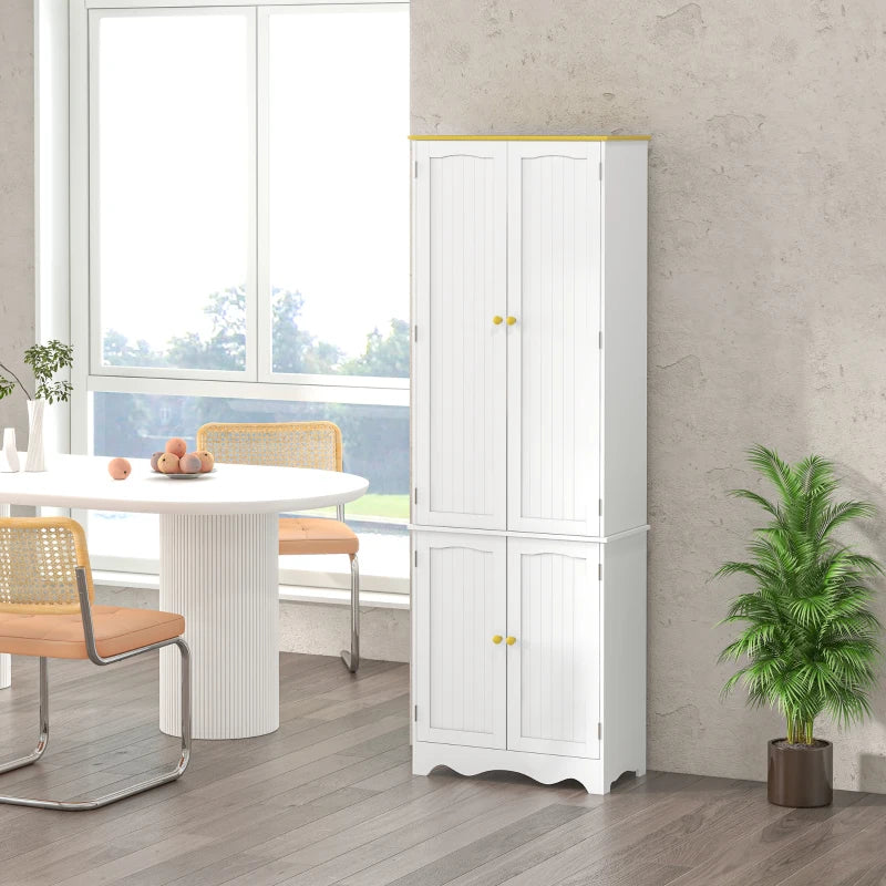 White 4-Door Freestanding Kitchen Storage Cabinet with Shelves