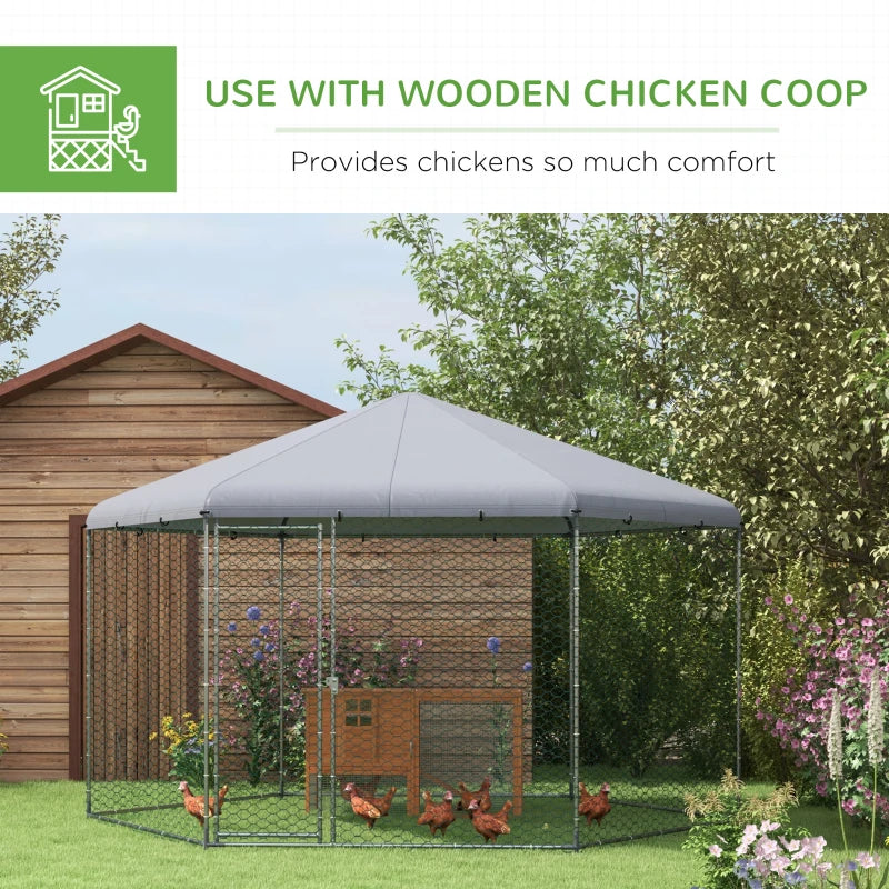 Large Outdoor Chicken Coop and Run for 10-15 Animals, 4x3.5x2.6m, Green