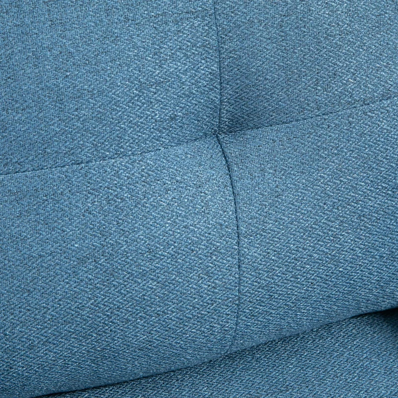 Blue Button Tufted One Seater Sofa with Cushions