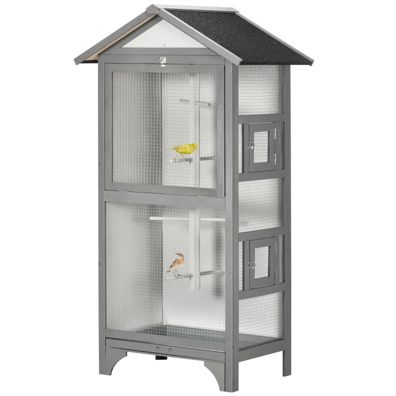 Grey Wooden Outdoor Bird Cage for Finches and Canaries