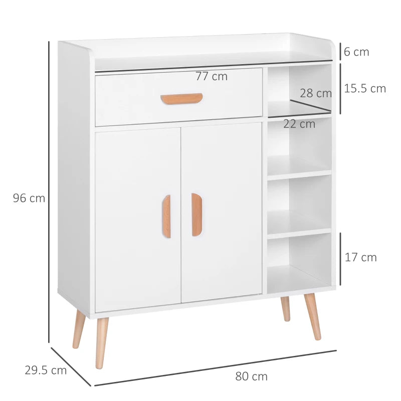 White Storage Side Cabinet with Drawer for Home