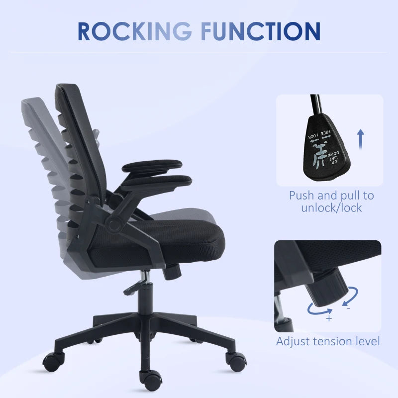 Black Mesh Back Adjustable Height Work Chair - Vinsetto 44-53.5cm