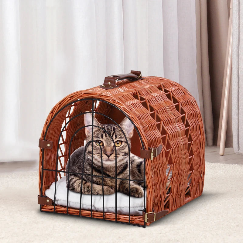 Medium Natural Tone Wicker Cat Travel Carrier