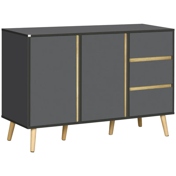 Dark Grey Modern Kitchen Sideboard with Double Doors and Drawers