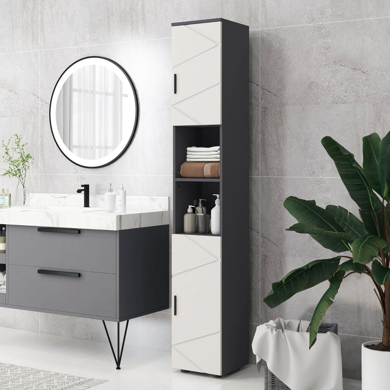 Grey Tall Bathroom Storage Cabinet with Open Shelves