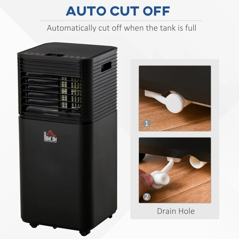 Portable 4-in-1 Air Conditioner Unit - Cooling, Dehumidifying, Ventilating - Black - 7000 BTU