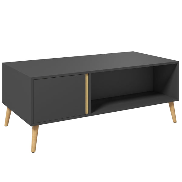 Grey Modern Coffee Table with Storage Compartments, 115 x 58 x 45cm