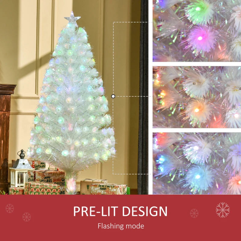 5ft White Fiber Optic LED Christmas Tree - Holiday Home Xmas Decor