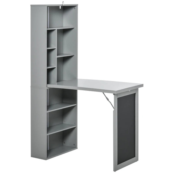 Grey Folding Desk with Blackboard - Multi-function Home Office Workstation