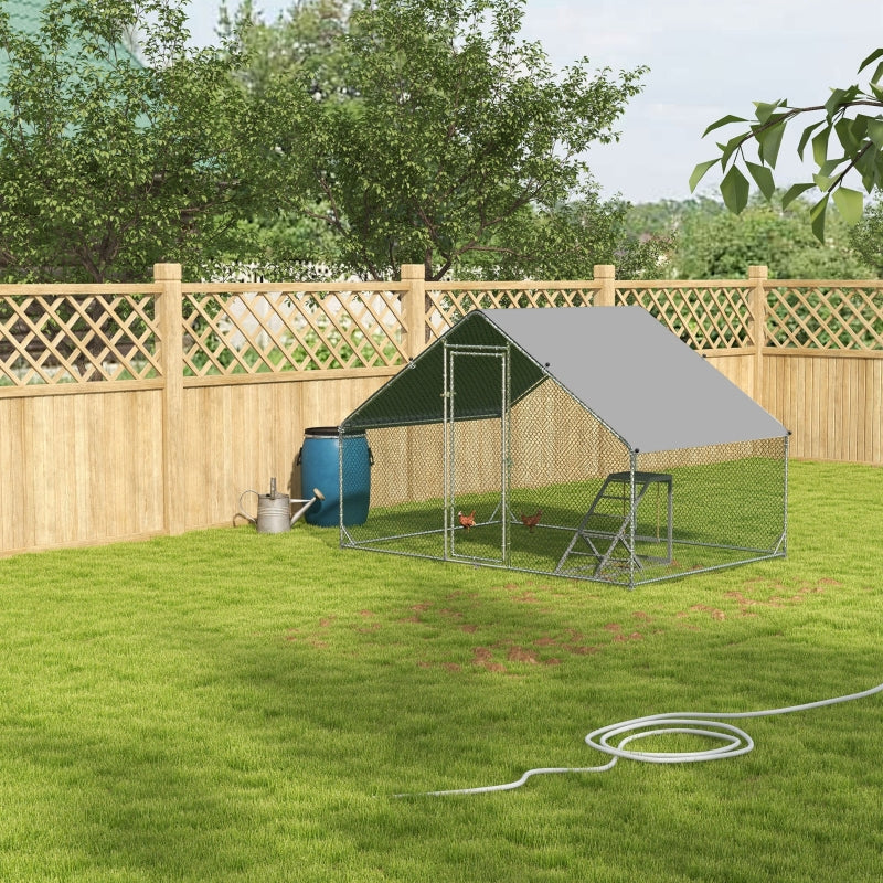 Chicken Run with Activity Shelf and Cover, 3x2x2m, Green