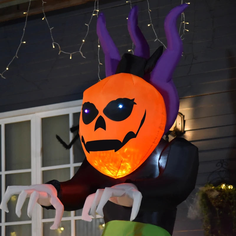 Orange Inflatable Halloween Ghost with LED Lights - Scary Outdoor Party Decor