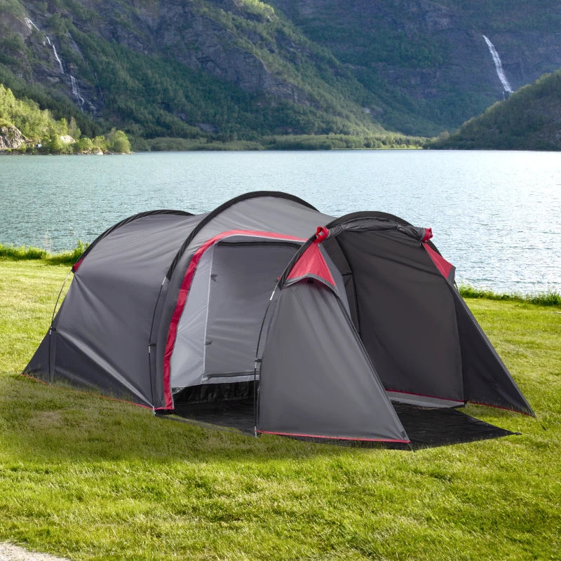 Grey 2-3 Person Tunnel Camping Tent with Porch