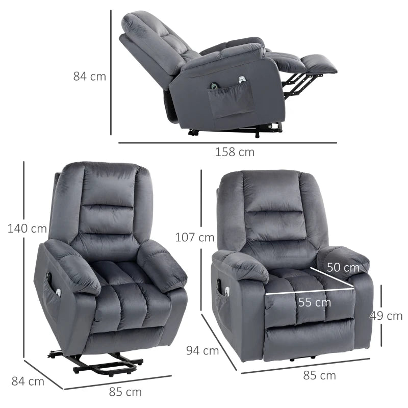 Grey Massage Recliner Chair with Heat and 8 Massage Points