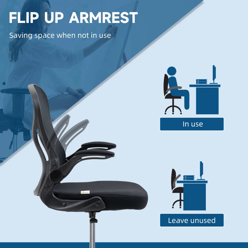 Black Mesh Standing Desk Chair with Adjustable Armrests & Footrest