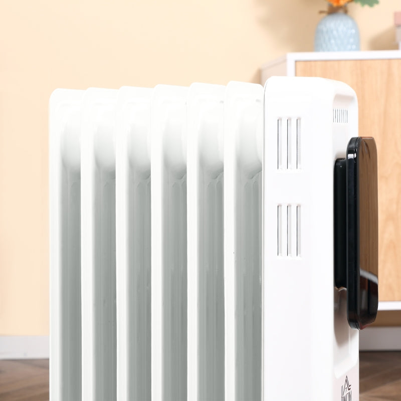 White 1500W Oil Filled Radiator with Remote Control