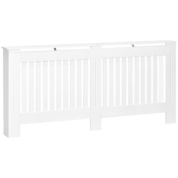 White Slatted Radiator Cover Cabinet with MDF Grill (172 x 19 x 81.5 cm)