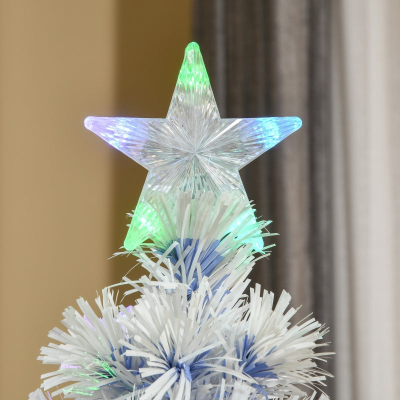 5FT Pre-Lit White Blue Fibre Optic Christmas Tree with LED Lights