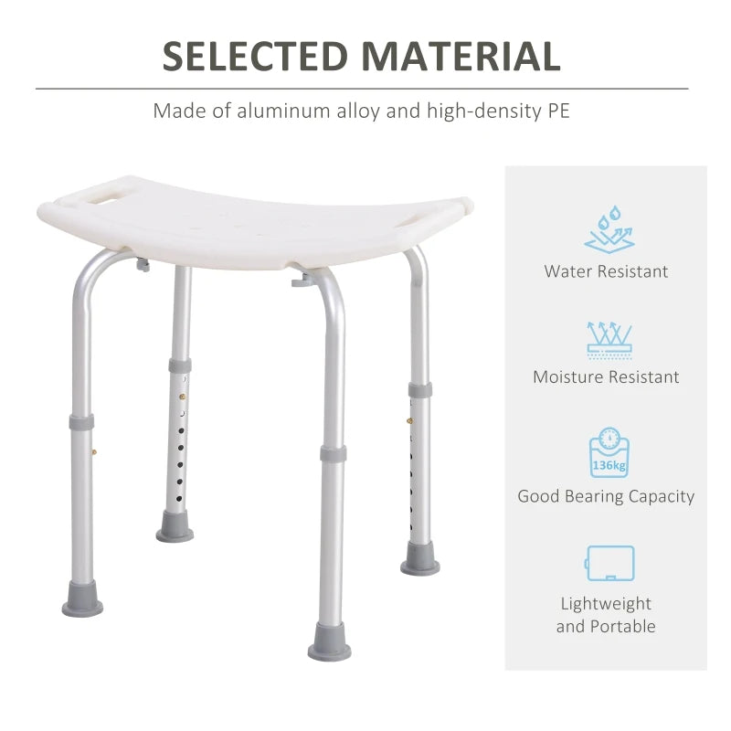 White Portable Non-Slip Bathroom Stool