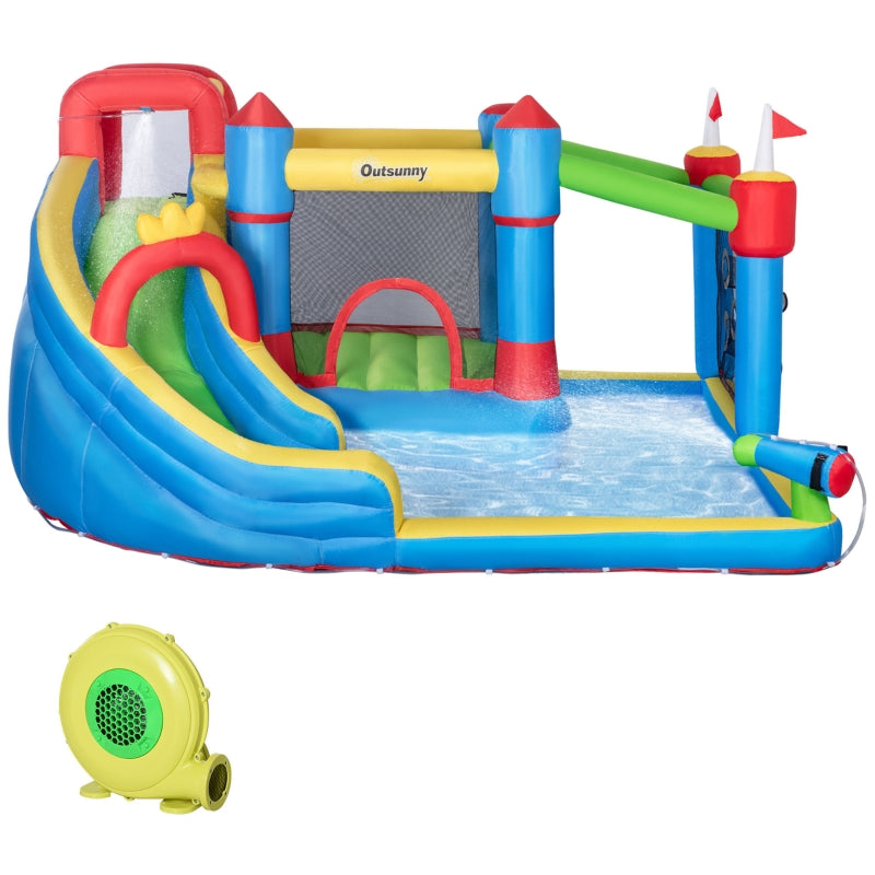 Kids 6-in-1 Inflatable Water Slide Bounce House - Blue