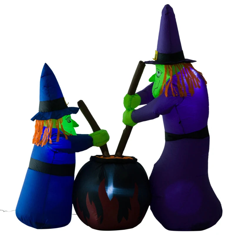 1.8m Inflatable Witches Halloween Decoration - Multicolour Polyester