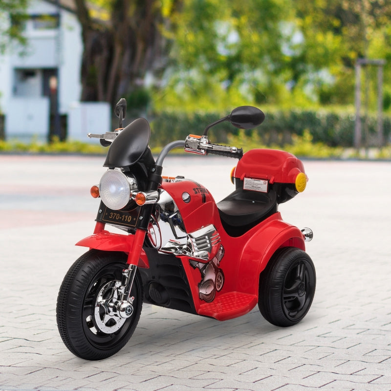 Red Kids 6V Electric Ride-On Motorcycle with Lights and Music