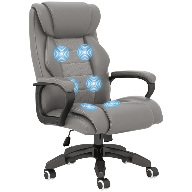 Grey High Back Executive Office Chair with Vibration Massage