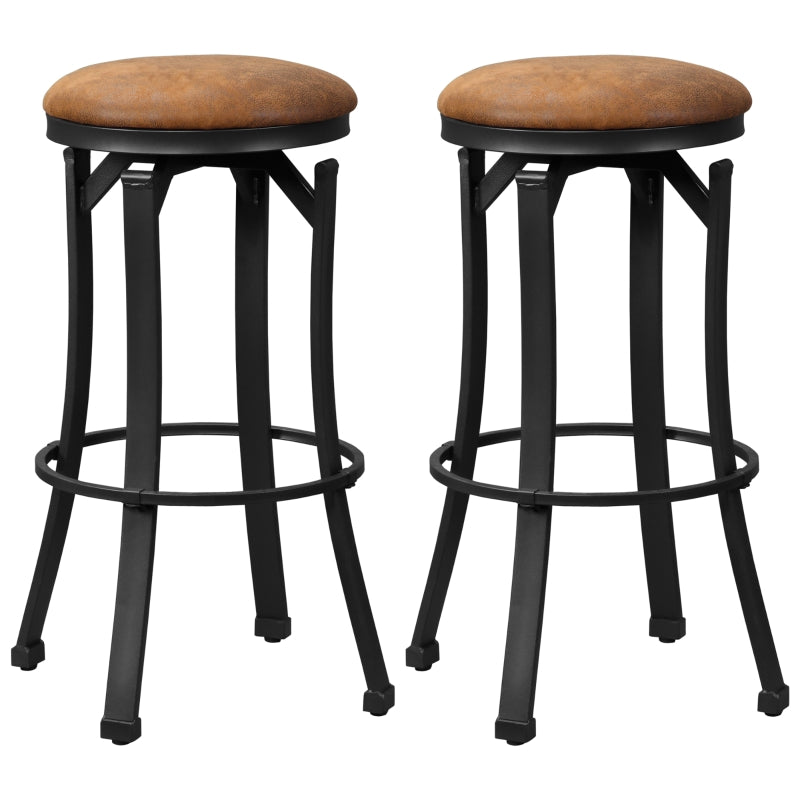 Brown Microfiber Breakfast Bar Stools, Set of 2 with Footrest