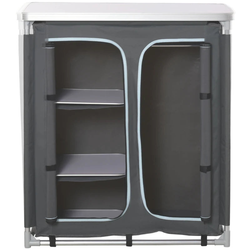 Aluminium Camping Cupboard with 3 Shelves - Portable Outdoor Kitchen Organizer