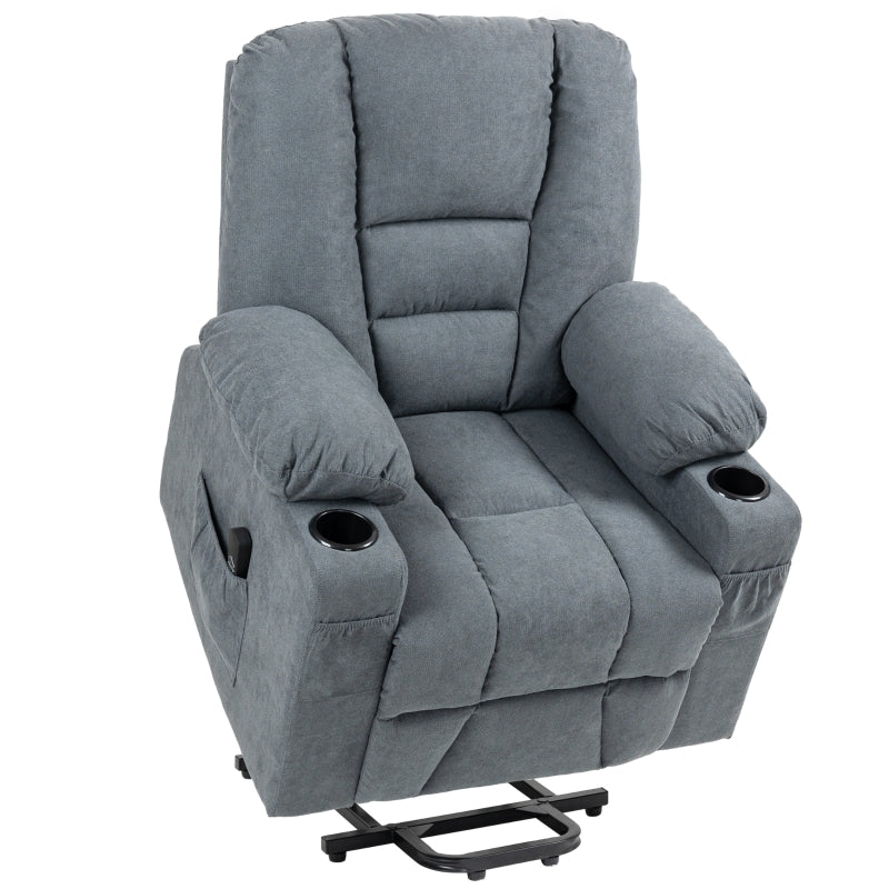 Grey Fabric Lift Recliner Chair for Elderly with Remote Control and Storage