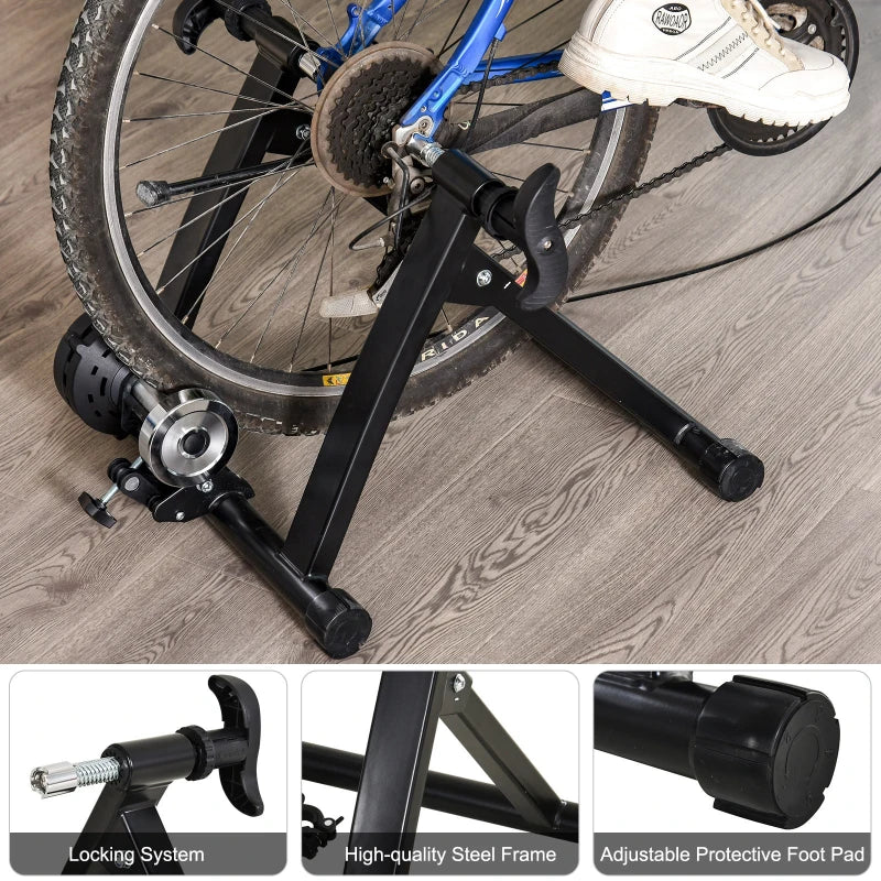 Foldable Indoor Bike Trainer Stand for 26"-28" or 650C, 700C Bikes - Black