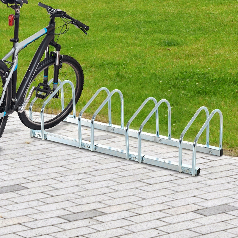 Silver Bike Storage Rack (4 Racks) - Floor/Wall Mount Bicycle Stand