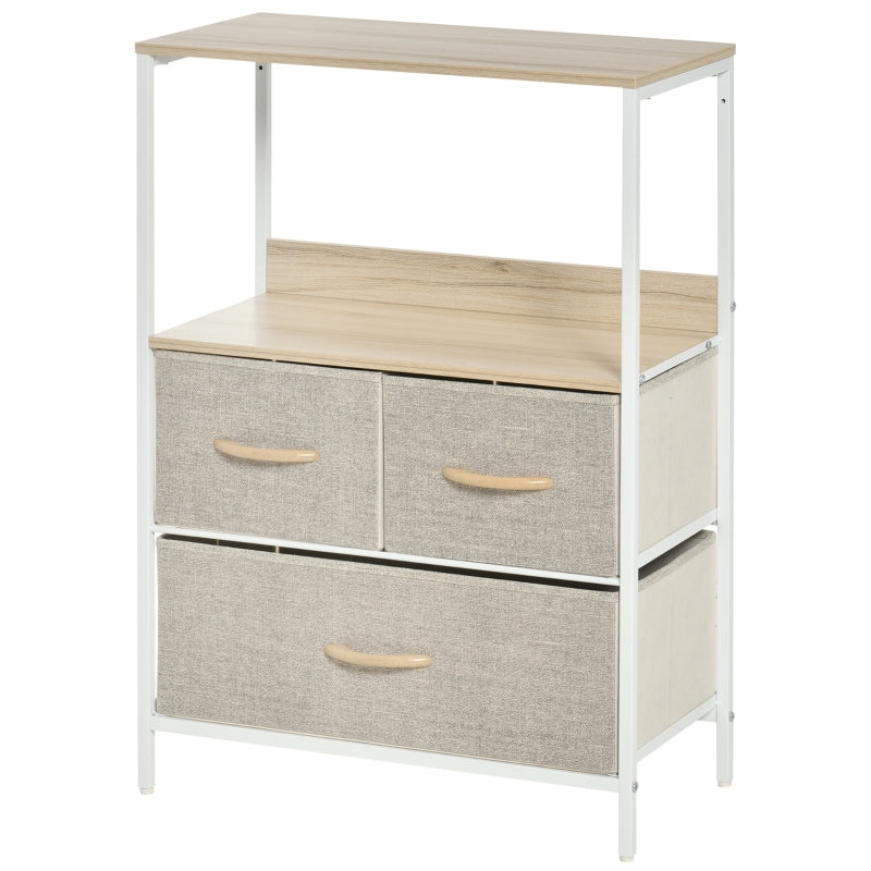 Light Grey 3-Drawer Storage Cabinet with Shelves