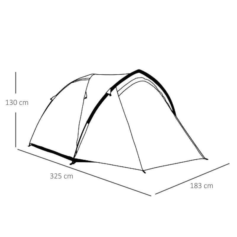 Green 3-4 Person Family Dome Tent with Large Windows - Waterproof