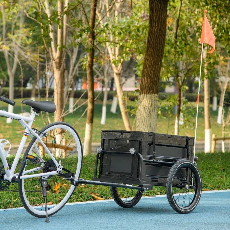 Black Steel Frame Bike Trailer Storage Box - 65L Capacity