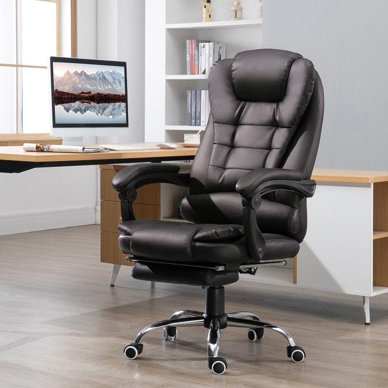 Brown High Back Executive Office Chair with Footrest