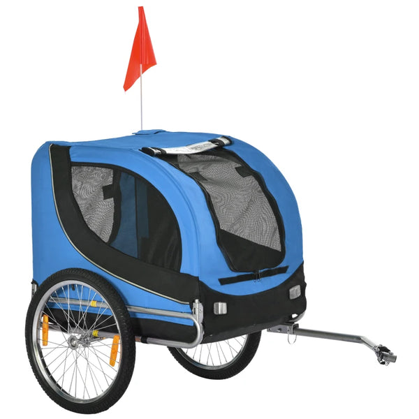 Steel Dog Bike Trailer Pet Carrier for Bicycle - Black/Blue