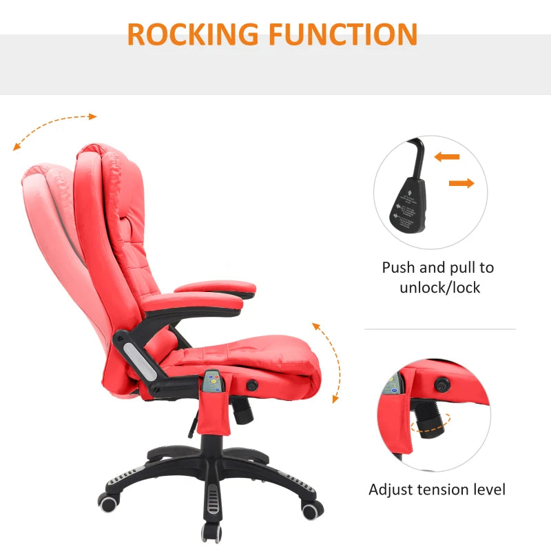 Red High Back Massage Office Chair with Heat